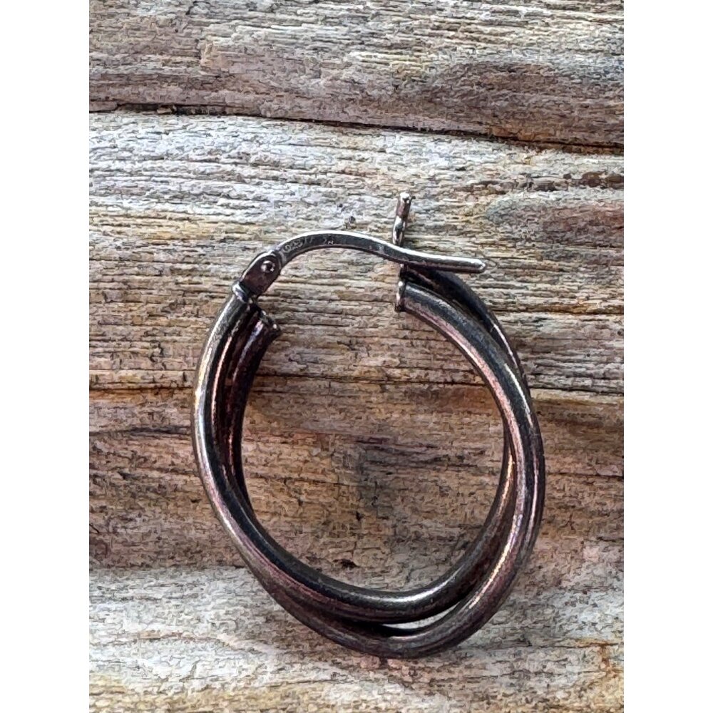 925 Sterling Silver Hoop Earrings 1 Inch Oval Hinged Hoops Lightweight Classic - Picture 6 of 6
